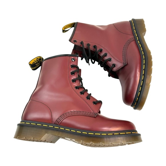 DR. MARTENS WOMEN’S 1460 SMOOTH LEATHER LACE UP BOOTS COLOR: CHERRY RED SIZE: 8 - Picture 10 of 16